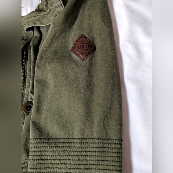Hollister California Stretch Zip Army Green Long Sleeve Cotton Jacket Size Small - Picture 5 of 10